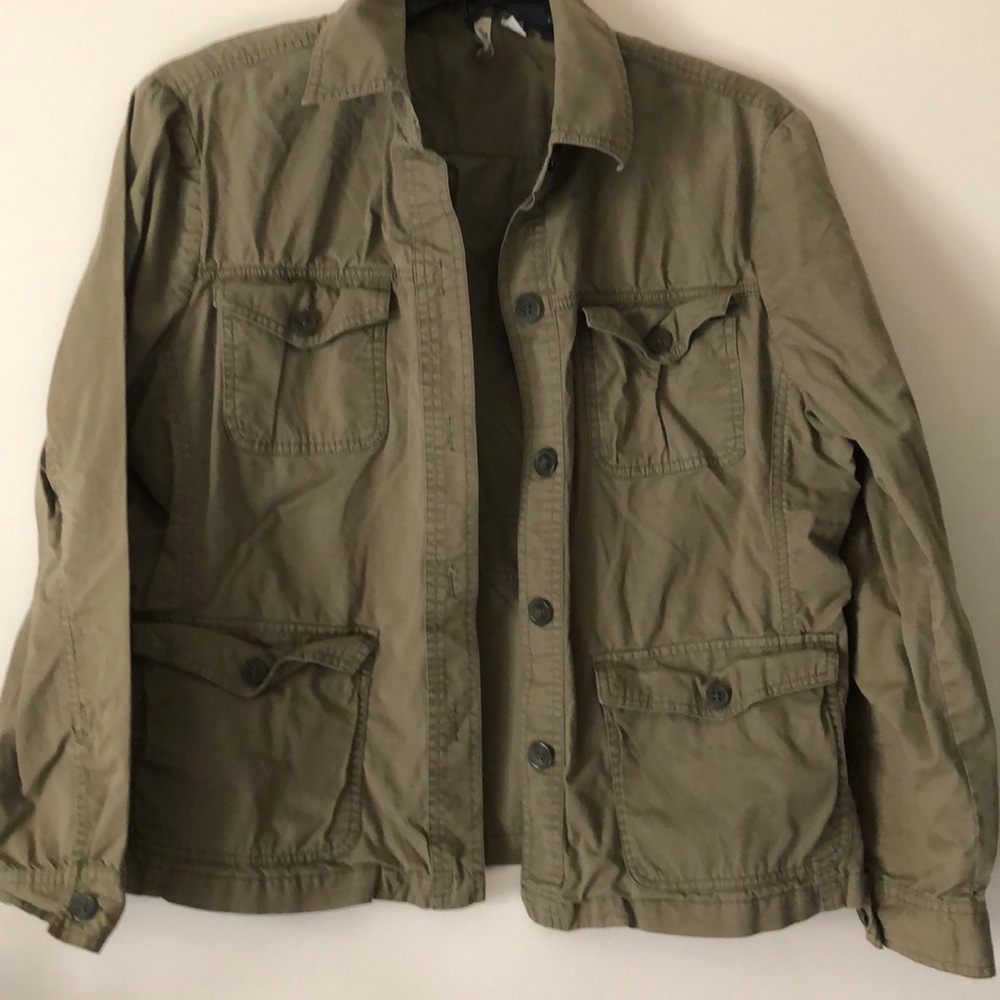 Women’s St. John’s Bay cargo utility jacket coat lightweight army green XL